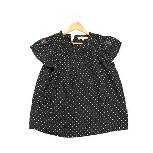 LOFT Black and White Ruffle Blouse